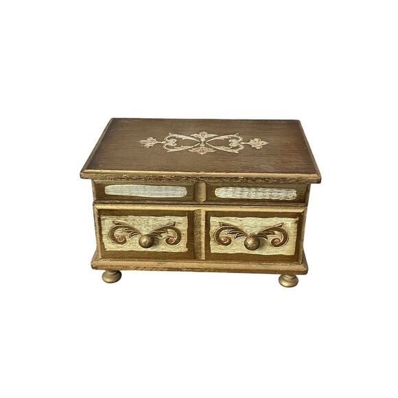 Mele Other - Vintage Mele Florentine Style Jewelry Box 1960s Gold Gilted Jewelry Storage